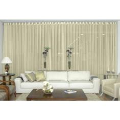 Cortina Voil para Sala Ou Quarto 2,80x1,70 Ilhós Cromado Palha - CONFE