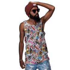 Camiseta Regata FullPrint Color Anos 80 Retô - Di Nuevo, Preto, M