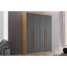 Guarda Roupa Solteiro 4 Portas E 2 Gavetas Hawaii Naturale/grafite/naturale - Rufato