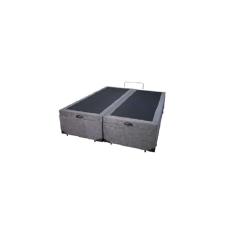Cama Box Baú Queen Bipartido Suede Cinza Com Pistão A Gás