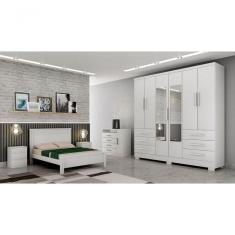 Guarda Roupa Solteiro Com Espelho Com Pés 6 Portas 6 Gavetas Encant-branco Móveis Novo Horizonte