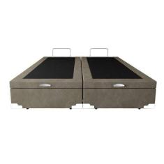 Base Box Baú Casal Bipartido Suede Bege 39x138x188 - MJA MOVEIS