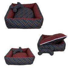 Cama Impermeável Com Travesseiro Para Cães E Gatos - Vinho M - Nica pe