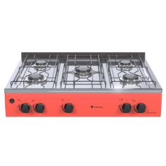 Fogao a Gas Portatil 5 Bocas Venax Grand Petit Vetro Vermelho