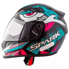 Capacete Moto Fechado Spark Dragon Viseira Cristal Preto com Azul Inme