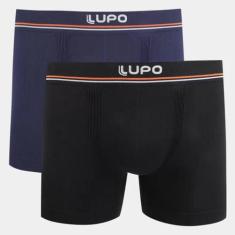 Kit 2 Cuecas Lupo Boxer Masculina, G, Marinho, Preto