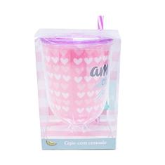 Copo Taça Com Canudo #amizade 600ml - Projeto Kiwi
