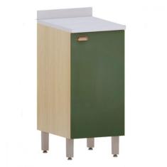 Balcão 1 Porta Com Tampo 40cm Luciane Classic Verde/freijo