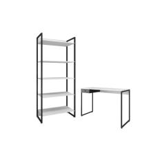 Jogo De Escritorio Estante E Escrivaninha Ade Branco Preto