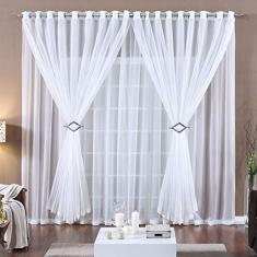 Cortina 4 Mts Voal Sala Quarto para Trilho Suisso Barata Branca