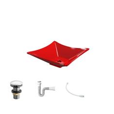Kit Cuba L34 C/Válvula Click 1 1/2'' (4,0cm) + Sifão Pvc + Flexível Vermelho