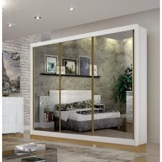 Guarda Roupa com Espelho 3 Portas 6 Gavetas San Paulo Gold Branco