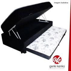 Cama Box Bau Conjugada Mola Solteiro Com Auxiliar Ortopedica Suede (110Kg -)