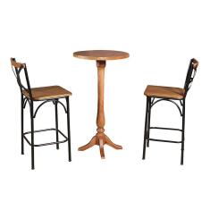 Conjunto Bistrô Industrial Mesa Madeira com 2 Banquetas Alta Paris - Castanha