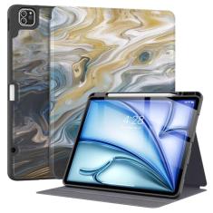 Supveco Capa para iPad Air de 13 polegadas M3 2025, M2 2024 e iPad Pro 12.9 6ª/5ª geração 2022/2021 com suporte para lápis [carregamento de lápis + despertar/hibernar automaticamente], capa fólio com