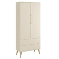 Jogo de Quarto Infantil Theo Guarda Roupa 2 Portas e Cômoda com Pés Madeira Natural - Reller Móveis