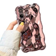 XIZYO Capa para iPhone 16 Plus de 6,7 polegadas linda estampa ondulada estética capa de telefone 3D encaracolado forma ondulada com glitter para mulheres meninas capa de silicone macio à prova de