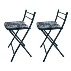 Kit 2 Banco banqueta baixa Dobravel com encosto Viena - WRM Metal, Pre