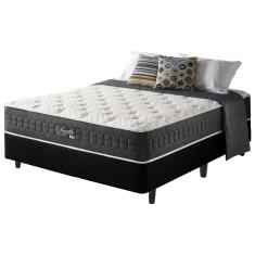 Cama Box Casal Preto + Colchão Molas Ensacadas HiperSoft Seattle 138x188x69cm