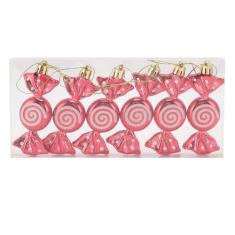 Conjunto de Enfeites de Doces de Natal de 6 Peças, Enfeites de Doces Pendurados Com Glitter de Natal Delicados Enfeites de Doces Pendurados Em Plástico Decorações Suspensas de