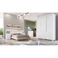 Guarda Roupa Solteiro 3 Portas 9 Gavetas - Buriti-Branco - Móveis Novo Horizonte