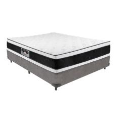 Cama Box Cinza e Colchão Black & White Air Double Face Espuma D33 Casal Castor