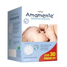 Amamente - Absorvente para Seios, Descartável, Branco, M, 1 pacote com 30 Unidades