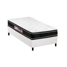 Cama Box Solteiro: Colchão Espuma D33 Castor Black E White Double Face + Base White(88X188)