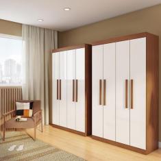 Guarda-Roupa Solteiro Beverly 4 PT Imbuia e Off White - Mobly