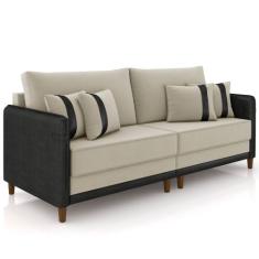 Sofá 3 Lugares Sala de Estar Living 192cm Asbury K01 Veludo Bege mater