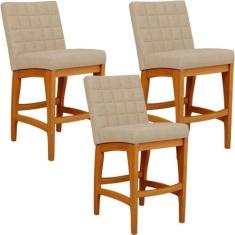 Kit 03 Banquetas Baixa Cozinha Bancada Bar Sala Jantar Fixa Mila L02 L