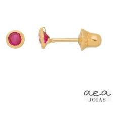 Brinco Ouro Infantil 18k Pedra 3mm Recem Nascido Bebe 2 Furo castroado