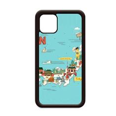 Mapa tradicional japonês em formato de terra para iPhone 12 Pro Max capa para Apple Mini Mobile Case Shell