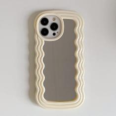 Capa de telefone com espelho invisível para iPhone 14 14Pro Max 13 12 Pro 11 XS XR Luxo 3D Ondulado Soft Silicone Back Cover, amarelo, para iPhone 13