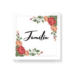Arte Maníacos Quadro Decorativo Família Flores - 50x50cm (Moldura em laca branca)