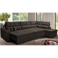 Sofá de Canto Retrátil e Reclinável Direito 3,00x2,36m Molas Cama inBox Espanha. Velusoft