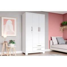 Guarda Roupa 3 Portas E 2 Gavetas Açaí Da133 C- Pés Branco - Henn