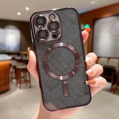 Para galvanizar lente protetor caso de telefone para iphone 15 11 12 13 14 pro max plus carga sem fio pára-choques glitter capa, preto, para iphone 12