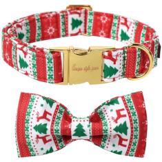 Unique Style Paws Coleira de cachorro de Natal com laço para cães de algodão para cães pequenos, médios e grandes 2023