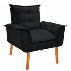 POLTRONA OPALA PÉ PALITO 01 LUGAR PRETO HOME DECORAÇÕES