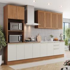 Cozinha Completa 6 Peças com Torre Quente Yasmin Espresso Móveis Nature/Areia