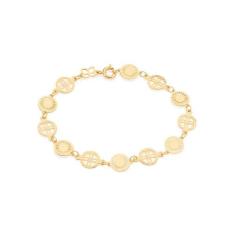 Pulseira Rommanel Banhado Ouro Berloques Redondos Vazados Lisos E Trab