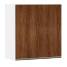 Armário Perola 70 cm 2 Portas Luciane, Branco Polar/Nogueira Dourado