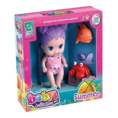 Boneca Babys Collection Mini Summer Cabelo Roxo - Super Toys