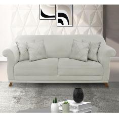 Sofá 2 Lugares Lorena Veludo 1,60m Pés Em Madeira Maciça - Prata Prata