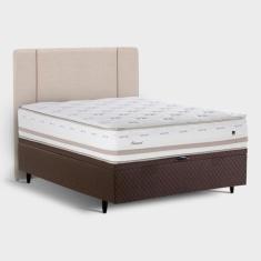 Cama Box Baú com Cabeceira Casal Édez Irland, 78x138x188 cm, Molas Ensacadas