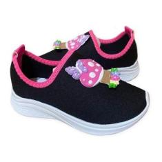 Tênis Calce Fácil Infantil Menina Lançamento Cogumelo Escolar Confortavel Volta as Aulas-Feminino