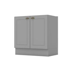 Balcão para Cozinha 2 Portas 80cm com Tampo para Cooktop Emily Cinza/C