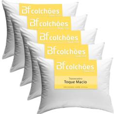 Kit 5 Travesseiro Antialérgico Lavável Macio Fibra 50x70cm - BF Colchões
