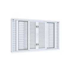 Janela Veneziana de Correr Central Flex 4 Folhas Móveis e 2 Fixas Lucasa Facilità  100cmx200cm Branco